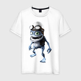 Мужская футболка хлопок с принтом Crazy frog в Санкт-Петербурге, 100% хлопок | прямой крой, круглый вырез горловины, длина до линии бедер, слегка спущенное плечо. | Тематика изображения на принте: crazy frog | крейзи фрог | крэйзи фрог | лягушка