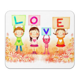 Коврик прямоугольный с принтом Love дети в Санкт-Петербурге, натуральный каучук | размер 230 х 185 мм; запечатка лицевой стороны | love | дети | любовь | надпись love