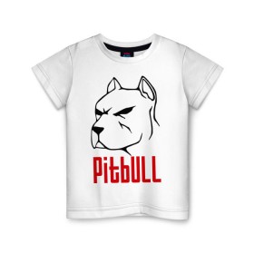 Детская футболка хлопок с принтом Pitbull (Питбуль) в Санкт-Петербурге, 100% хлопок | круглый вырез горловины, полуприлегающий силуэт, длина до линии бедер | спартак