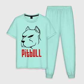 Мужская пижама хлопок с принтом Pitbull (Питбуль) в Санкт-Петербурге, 100% хлопок | брюки и футболка прямого кроя, без карманов, на брюках мягкая резинка на поясе и по низу штанин
 | спартак