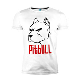 Мужская футболка премиум с принтом Pitbull (Питбуль) в Санкт-Петербурге, 92% хлопок, 8% лайкра | приталенный силуэт, круглый вырез ворота, длина до линии бедра, короткий рукав | спартак