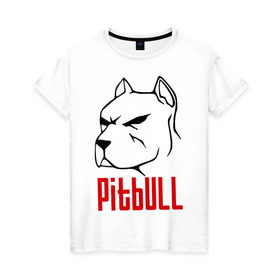 Женская футболка хлопок с принтом Pitbull (Питбуль) в Санкт-Петербурге, 100% хлопок | прямой крой, круглый вырез горловины, длина до линии бедер, слегка спущенное плечо | спартак