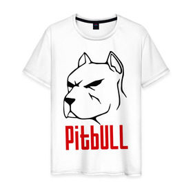Мужская футболка хлопок с принтом Pitbull (Питбуль) в Санкт-Петербурге, 100% хлопок | прямой крой, круглый вырез горловины, длина до линии бедер, слегка спущенное плечо. | спартак
