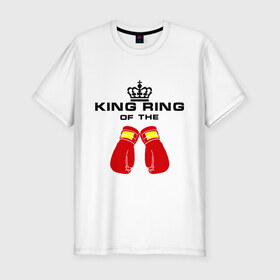 Мужская футболка премиум с принтом King of the ring в Санкт-Петербурге, 92% хлопок, 8% лайкра | приталенный силуэт, круглый вырез ворота, длина до линии бедра, короткий рукав | емельяненко