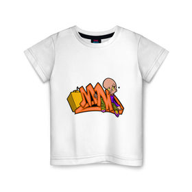 Детская футболка хлопок с принтом Mad graffiti в Санкт-Петербурге, 100% хлопок | круглый вырез горловины, полуприлегающий силуэт, длина до линии бедер | 