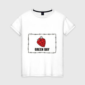 Женская футболка хлопок с принтом Green Day (2) в Санкт-Петербурге, 100% хлопок | прямой крой, круглый вырез горловины, длина до линии бедер, слегка спущенное плечо | 