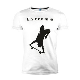 Мужская футболка премиум с принтом Нереальный экстрим в Санкт-Петербурге, 92% хлопок, 8% лайкра | приталенный силуэт, круглый вырез ворота, длина до линии бедра, короткий рукав | skate | skateboard | борд | доска | нереальный экстрим | скейт | скейтборд | экстрим