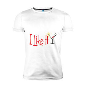 Мужская футболка премиум с принтом I like it martini в Санкт-Петербурге, 92% хлопок, 8% лайкра | приталенный силуэт, круглый вырез ворота, длина до линии бедра, короткий рукав | cocktail | i like it | martini | бар | коктейль | коктель | мартини | я люблю это
