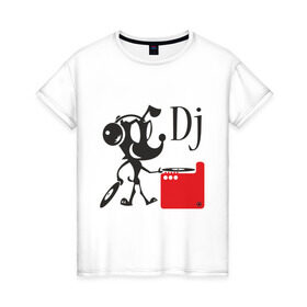 Женская футболка хлопок с принтом Dj (9) в Санкт-Петербурге, 100% хлопок | прямой крой, круглый вырез горловины, длина до линии бедер, слегка спущенное плечо | dj | вертушки | диджей | клубные | пластинки | прикольные