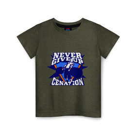 Детская футболка хлопок с принтом WWE John Cena Never Give Up в Санкт-Петербурге, 100% хлопок | круглый вырез горловины, полуприлегающий силуэт, длина до линии бедер | wwe | бои без правил | джон сина