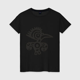 Женская футболка хлопок с принтом Этническая птица в Санкт-Петербурге, 100% хлопок | прямой крой, круглый вырез горловины, длина до линии бедер, слегка спущенное плечо | tribal | птица | трайбл | узор