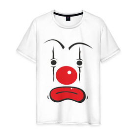 Мужская футболка хлопок с принтом Грусный клоун в Санкт-Петербурге, 100% хлопок | прямой крой, круглый вырез горловины, длина до линии бедер, слегка спущенное плечо. | грусный клоун | грустный | грустный клоун | клоун | цирк