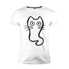 Мужская футболка премиум с принтом Милый котенок в Санкт-Петербурге, 92% хлопок, 8% лайкра | приталенный силуэт, круглый вырез ворота, длина до линии бедра, короткий рукав | 