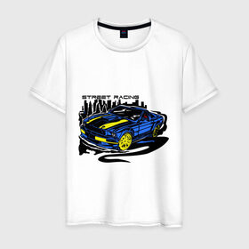 Мужская футболка хлопок с принтом Street racing car (2) в Санкт-Петербурге, 100% хлопок | прямой крой, круглый вырез горловины, длина до линии бедер, слегка спущенное плечо. | 