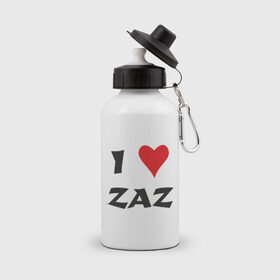 Бутылка спортивная с принтом Я люблю ZAZ в Санкт-Петербурге, металл | емкость — 500 мл, в комплекте две пластиковые крышки и карабин для крепления | i love | i love zaz | заз | люблю | музыка | шансон | я люблю | я люблю zaz | я люблю заз