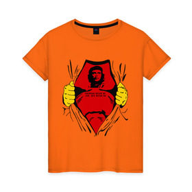 Женская футболка хлопок с принтом Мой кумир Che Guevara в Санкт-Петербурге, 100% хлопок | прямой крой, круглый вырез горловины, длина до линии бедер, слегка спущенное плечо | Тематика изображения на принте: че гевара
