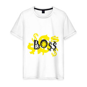 Мужская футболка хлопок с принтом Futbolka_BO$$ в Санкт-Петербурге, 100% хлопок | прямой крой, круглый вырез горловины, длина до линии бедер, слегка спущенное плечо. | boss | босс | главный | начальник | работадатель