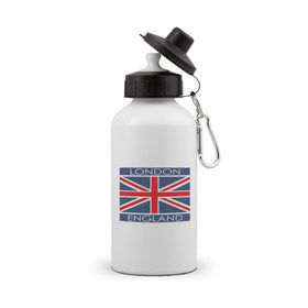 Бутылка спортивная с принтом London - Лондон с флагом Англии в Санкт-Петербурге, металл | емкость — 500 мл, в комплекте две пластиковые крышки и карабин для крепления | лондон