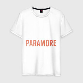 Мужская футболка хлопок с принтом Paramore orange logo в Санкт-Петербурге, 100% хлопок | прямой крой, круглый вырез горловины, длина до линии бедер, слегка спущенное плечо. | Тематика изображения на принте: paramore | rock | группы | логотип | рок