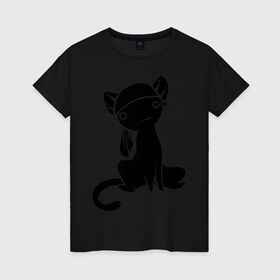 Женская футболка хлопок с принтом Japan cat pitate Yo в Санкт-Петербурге, 100% хлопок | прямой крой, круглый вырез горловины, длина до линии бедер, слегка спущенное плечо | пират