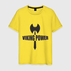 Мужская футболка хлопок с принтом Viking power в Санкт-Петербурге, 100% хлопок | прямой крой, круглый вырез горловины, длина до линии бедер, слегка спущенное плечо. | viking power