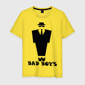 Мужская футболка хлопок с принтом Плохой парниша в Санкт-Петербурге, 100% хлопок | прямой крой, круглый вырез горловины, длина до линии бедер, слегка спущенное плечо. | bad boy