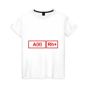 Женская футболка хлопок с принтом Группа крови 2, резус + в Санкт-Петербурге, 100% хлопок | прямой крой, круглый вырез горловины, длина до линии бедер, слегка спущенное плечо | группа крови | кровь | резус