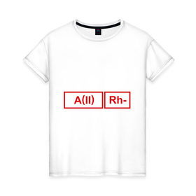 Женская футболка хлопок с принтом Группа крови 2, резус - в Санкт-Петербурге, 100% хлопок | прямой крой, круглый вырез горловины, длина до линии бедер, слегка спущенное плечо | 