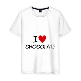Мужская футболка хлопок с принтом Chocolate в Санкт-Петербурге, 100% хлопок | прямой крой, круглый вырез горловины, длина до линии бедер, слегка спущенное плечо. | chocolate | i love | вкуснятина | конфеты | люблю шоколад | сладкое | сладкоежка | сладости | шоколад | шоколадный
