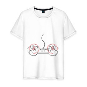 Мужская футболка хлопок с принтом Джойстик в Санкт-Петербурге, 100% хлопок | прямой крой, круглый вырез горловины, длина до линии бедер, слегка спущенное плечо. | джойстик | игра | играть | компьютер | управление