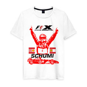 Мужская футболка хлопок с принтом F1 X Schumaher в Санкт-Петербурге, 100% хлопок | прямой крой, круглый вырез горловины, длина до линии бедер, слегка спущенное плечо. | формула 1