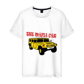Мужская футболка хлопок с принтом Mafia car в Санкт-Петербурге, 100% хлопок | прямой крой, круглый вырез горловины, длина до линии бедер, слегка спущенное плечо. | бандиты | внедорожник | гангстеры | мафия | машина | тачила | тачка