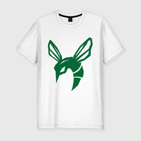 Мужская футболка премиум с принтом Зелёный шершень в Санкт-Петербурге, 92% хлопок, 8% лайкра | приталенный силуэт, круглый вырез ворота, длина до линии бедра, короткий рукав | green hornet   зелёный шершень. супер герой из комиксов.зелёный шершень | насекомые | оса | осы | шершень