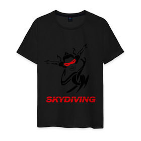 Мужская футболка хлопок с принтом Skydiving (1) в Санкт-Петербурге, 100% хлопок | прямой крой, круглый вырез горловины, длина до линии бедер, слегка спущенное плечо. | skydiving | авиационный спорт | парашют | парашютизм | свободное падение | скайдайвинг