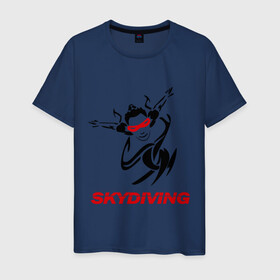 Мужская футболка хлопок с принтом Skydiving в Санкт-Петербурге, 100% хлопок | прямой крой, круглый вырез горловины, длина до линии бедер, слегка спущенное плечо. | skydiving | авиационный спорт | парашют | парашютизм | свободное падение | скайдайвинг