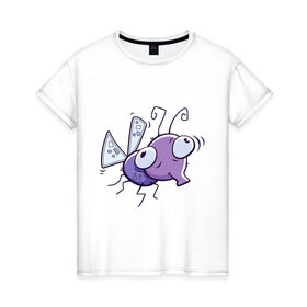 Женская футболка хлопок с принтом Фиолетовая муха в Санкт-Петербурге, 100% хлопок | прямой крой, круглый вырез горловины, длина до линии бедер, слегка спущенное плечо | муха | насекомые | фиолетовая муха