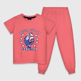 Детская пижама хлопок с принтом WWE John Cena Never Give Up в Санкт-Петербурге, 100% хлопок |  брюки и футболка прямого кроя, без карманов, на брюках мягкая резинка на поясе и по низу штанин
 | wwe | бои без правил | джон сина