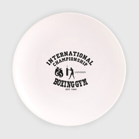 Тарелка с принтом International championship boxing в Санкт-Петербурге, фарфор | диаметр - 210 мм
диаметр для нанесения принта - 120 мм | кикбоксинг