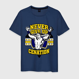 Мужская футболка хлопок с принтом WWE John Cena Never Give Up (3) в Санкт-Петербурге, 100% хлопок | прямой крой, круглый вырез горловины, длина до линии бедер, слегка спущенное плечо. | Тематика изображения на принте: джон сина