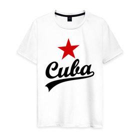 Мужская футболка хлопок с принтом Куба - Cuba в Санкт-Петербурге, 100% хлопок | прямой крой, круглый вырез горловины, длина до линии бедер, слегка спущенное плечо. | Тематика изображения на принте: звезда | куба | надпись | остров свободы