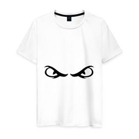 Мужская футболка хлопок с принтом Глаза злые змеиные в Санкт-Петербурге, 100% хлопок | прямой крой, круглый вырез горловины, длина до линии бедер, слегка спущенное плечо. | взгляд | глаза | злые глаза | суровый взгляд