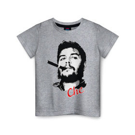 Детская футболка хлопок с принтом Че Гевара с сигарой в Санкт-Петербурге, 100% хлопок | круглый вырез горловины, полуприлегающий силуэт, длина до линии бедер | che | guevara | гевара | куба | личность | революция | че