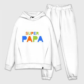 Мужской костюм хлопок OVERSIZE с принтом Super papa в Санкт-Петербурге,  |  | super papa | отец | папа | подарок папе | супер папа