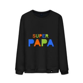 Мужской свитшот хлопок с принтом Super papa в Санкт-Петербурге, 100% хлопок |  | super papa | отец | папа | подарок папе | супер папа