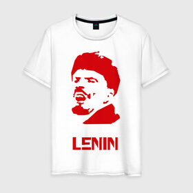 Мужская футболка хлопок с принтом Ленин (2) в Санкт-Петербурге, 100% хлопок | прямой крой, круглый вырез горловины, длина до линии бедер, слегка спущенное плечо. | герб | коммунизм | ленин | молот | серп | советский | социализм | союз | ссср