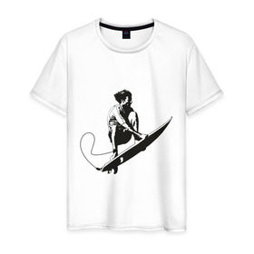 Мужская футболка хлопок с принтом На гребне волны в Санкт-Петербурге, 100% хлопок | прямой крой, круглый вырез горловины, длина до линии бедер, слегка спущенное плечо. | surf | surfing | на гребне волны | серф | серфер | серфинг