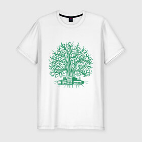 Мужская футболка премиум с принтом Экология в Санкт-Петербурге, 92% хлопок, 8% лайкра | приталенный силуэт, круглый вырез ворота, длина до линии бедра, короткий рукав | дерево | орнамент | узор