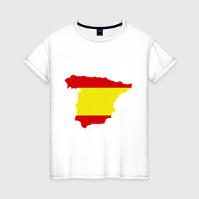 Женская футболка хлопок с принтом Испания (Spain) в Санкт-Петербурге, 100% хлопок | прямой крой, круглый вырез горловины, длина до линии бедер, слегка спущенное плечо | spain | государство | европа | европейский | испания | карта | мадрид | флаг