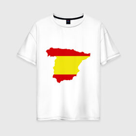 Женская футболка хлопок Oversize с принтом Испания (Spain) в Санкт-Петербурге, 100% хлопок | свободный крой, круглый ворот, спущенный рукав, длина до линии бедер
 | spain | государство | европа | европейский | испания | карта | мадрид | флаг