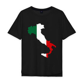 Мужская футболка хлопок Oversize с принтом Италия (Italy) в Санкт-Петербурге, 100% хлопок | свободный крой, круглый ворот, “спинка” длиннее передней части | italy | государство | европа | европейский | италия | карта | рим | флаг
